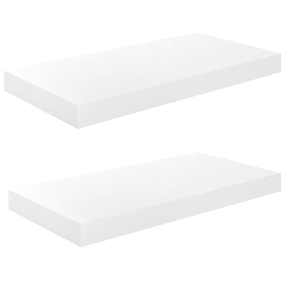 Wandschappen zwevend 2 st 50x23x3,8 cm MDF hoogglans wit MeubelReus