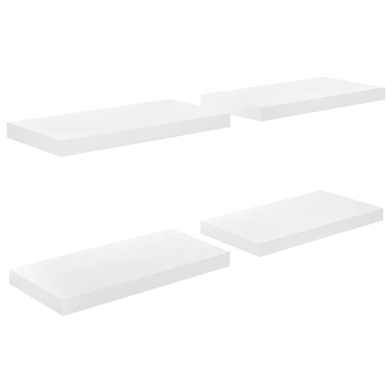 Wandschappen zwevend 4 st 50x23x3,8 cm MDF hoogglans wit MeubelReus