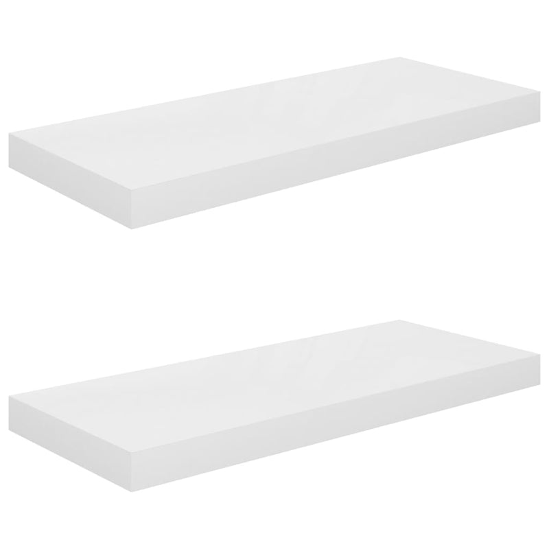 Wandschappen zwevend 2 st 60x23,5x3,8 cm MDF hoogglans wit MeubelReus