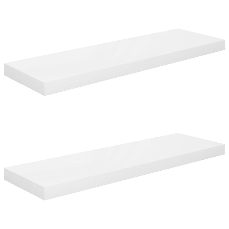 Wandschappen zwevend 2 st 80x23,5x3,8 cm MDF hoogglans wit MeubelReus
