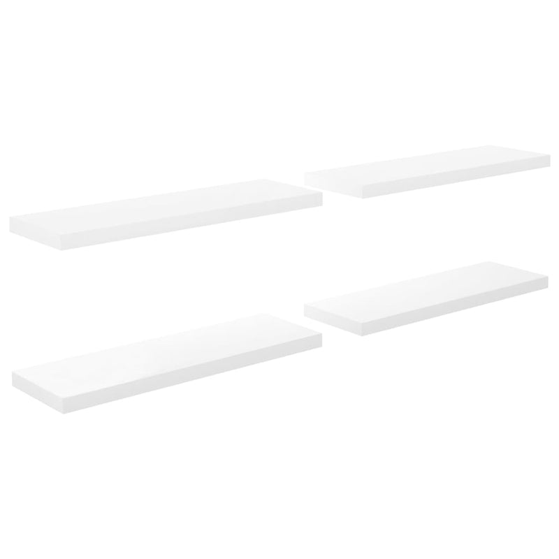Wandschappen zwevend 4 st 80x23,5x3,8 cm MDF hoogglans wit MeubelReus