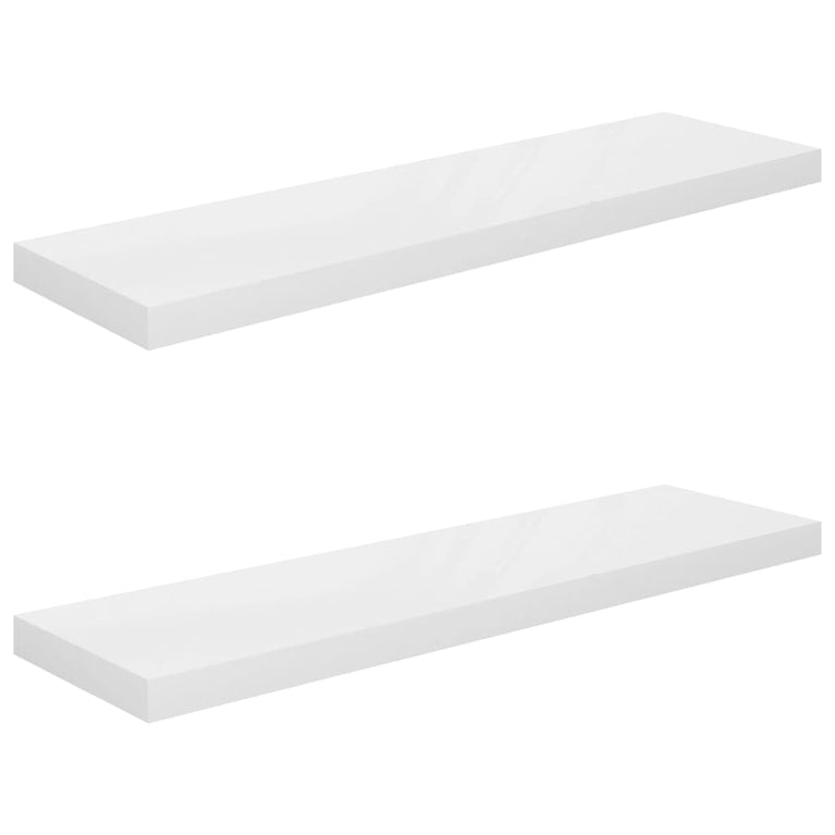 Wandschappen zwevend 2 st 90x23,5x3,8 cm MDF hoogglans wit MeubelReus
