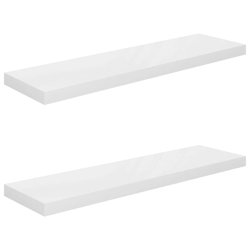 Wandschappen zwevend 2 st 90x23,5x3,8 cm MDF hoogglans wit MeubelReus