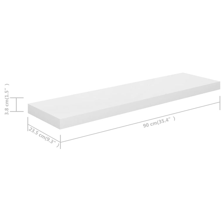 Wandschappen zwevend 4 st 90x23,5x3,8 cm MDF hoogglans wit MeubelReus