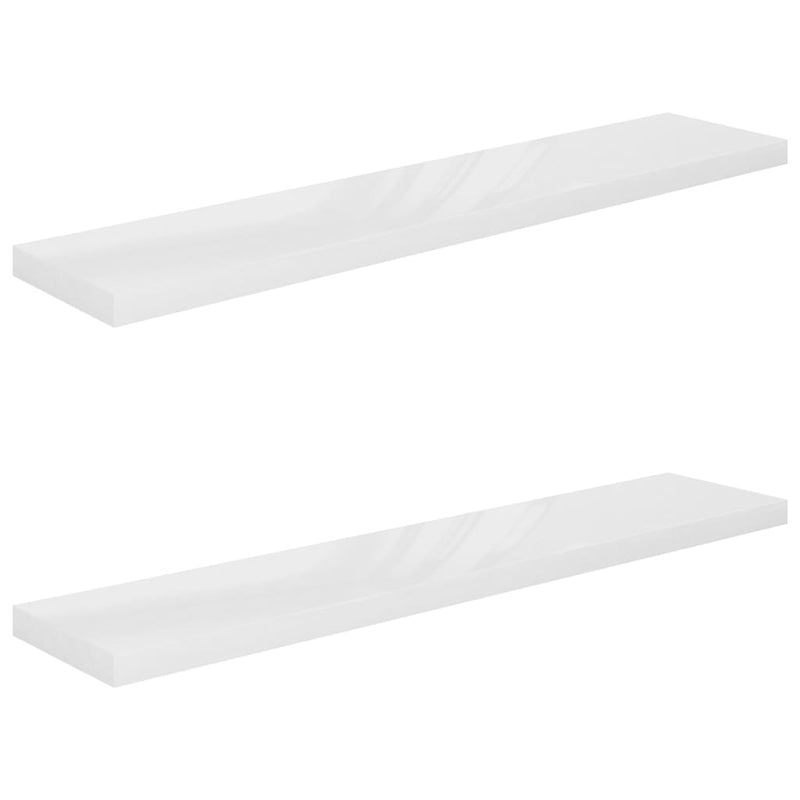 Wandschappen zwevend 2 st 120x23,5x3,8 cm MDF hoogglans wit MeubelReus