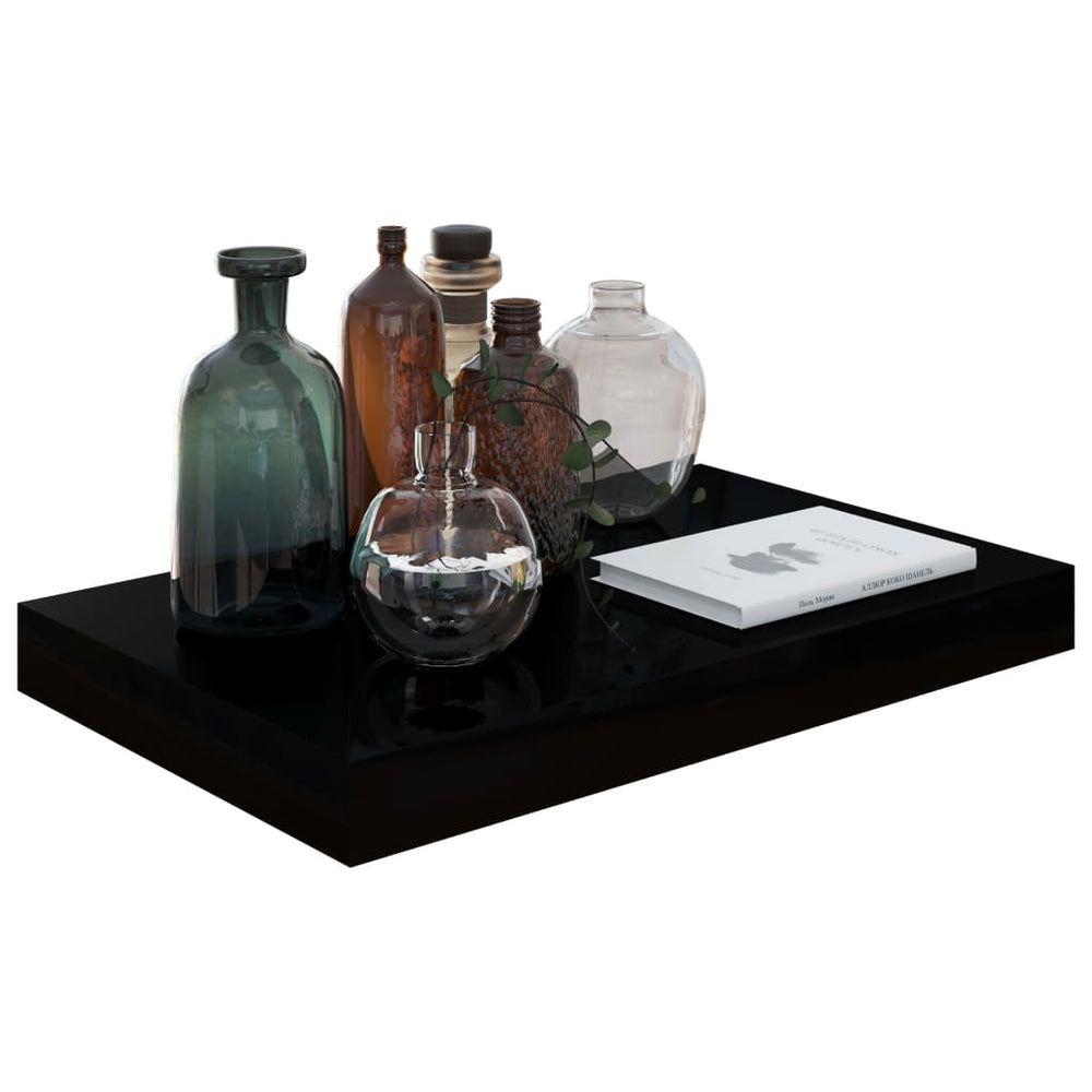 Wandschap zwevend 40x23x3,8 cm MDF hoogglans zwart MeubelReus