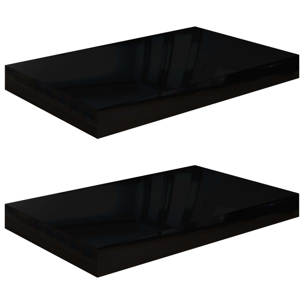 Wandschappen zwevend 2 st 40x23x3,8 cm MDF hoogglans zwart MeubelReus