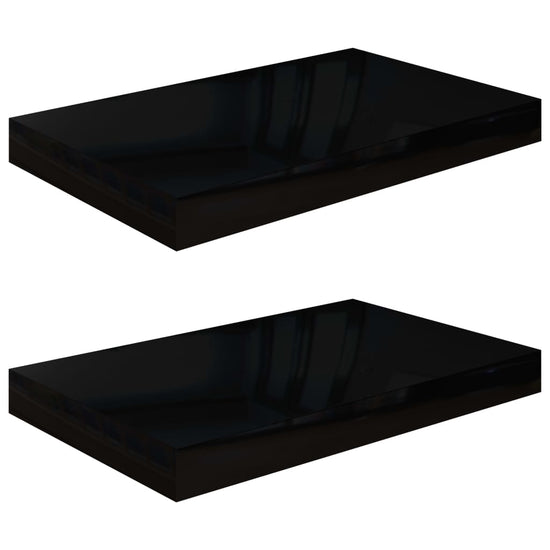Wandschappen zwevend 2 st 40x23x3,8 cm MDF hoogglans zwart MeubelReus