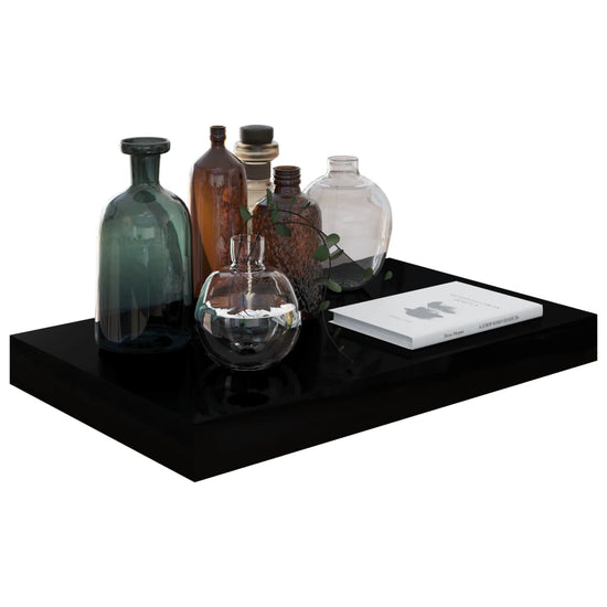 Wandschappen zwevend 2 st 40x23x3,8 cm MDF hoogglans zwart MeubelReus