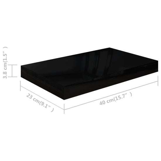 Wandschappen zwevend 2 st 40x23x3,8 cm MDF hoogglans zwart MeubelReus