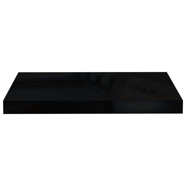 Wandschappen zwevend 2 st 50x23x3,8 cm MDF hoogglans zwart MeubelReus