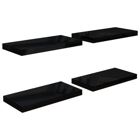Wandschappen zwevend 4 st 50x23x3,8 cm MDF hoogglans zwart MeubelReus