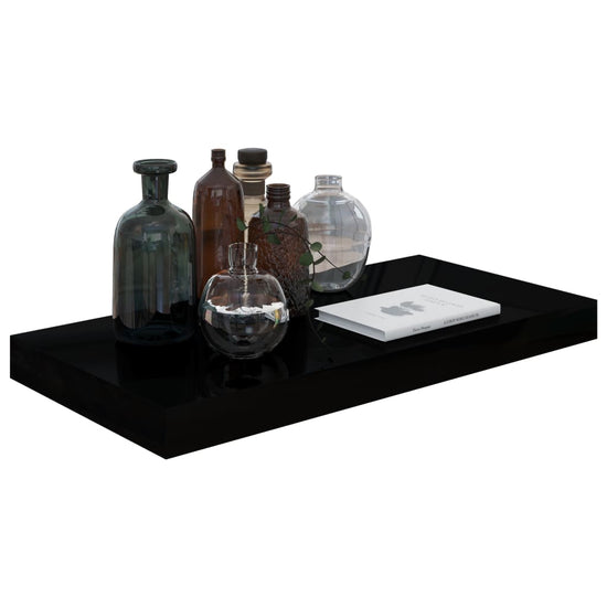 Wandschappen zwevend 4 st 50x23x3,8 cm MDF hoogglans zwart MeubelReus