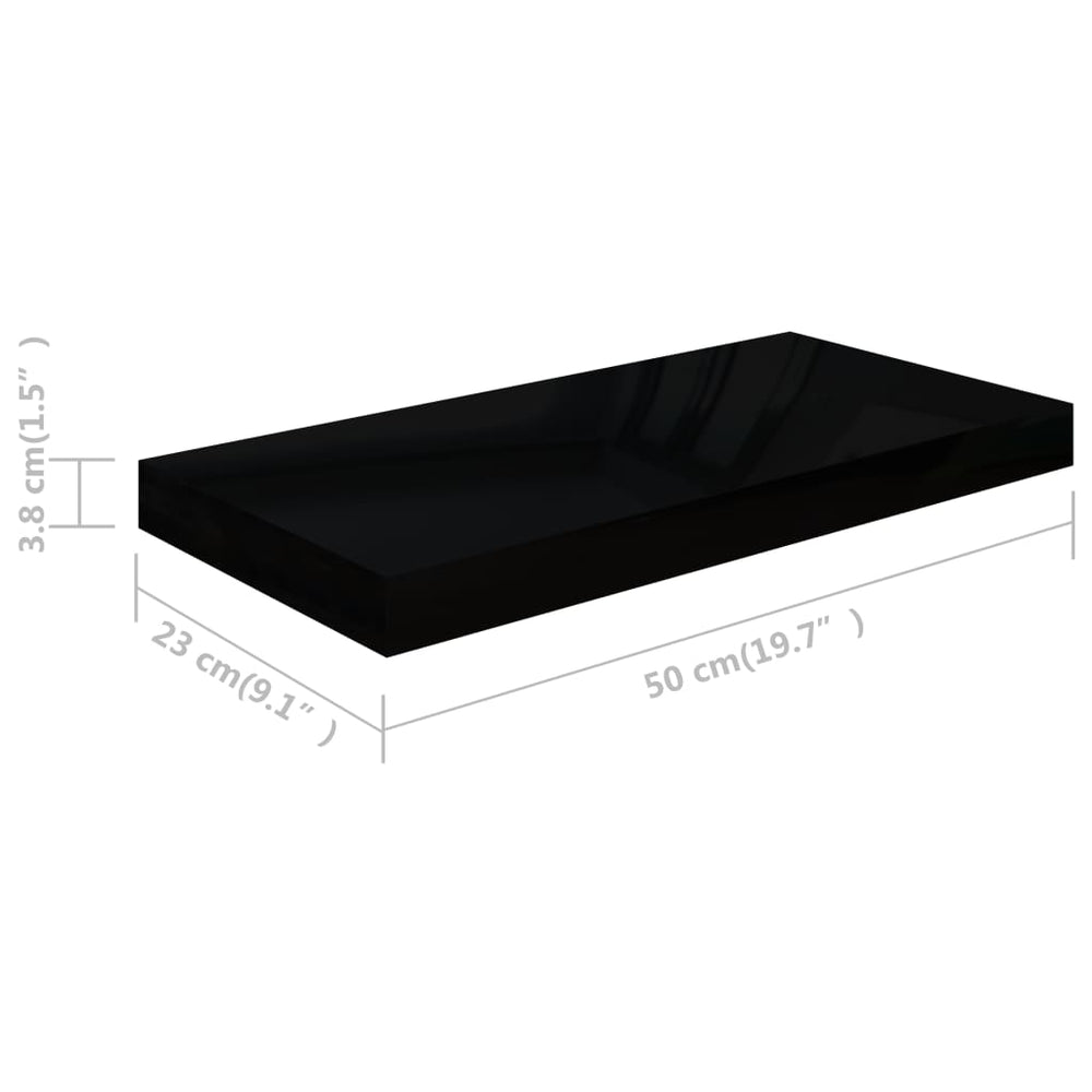 Wandschappen zwevend 4 st 50x23x3,8 cm MDF hoogglans zwart MeubelReus