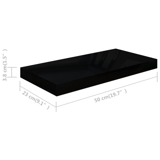 Wandschappen zwevend 4 st 50x23x3,8 cm MDF hoogglans zwart MeubelReus