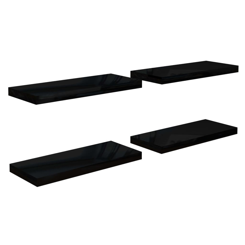 Wandschappen zwevend 4 st 60x23,5x3,8 cm MDF hoogglans zwart MeubelReus