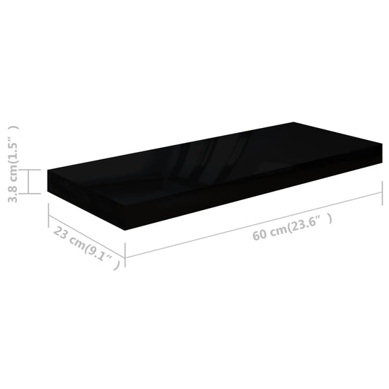 Wandschappen zwevend 4 st 60x23,5x3,8 cm MDF hoogglans zwart MeubelReus
