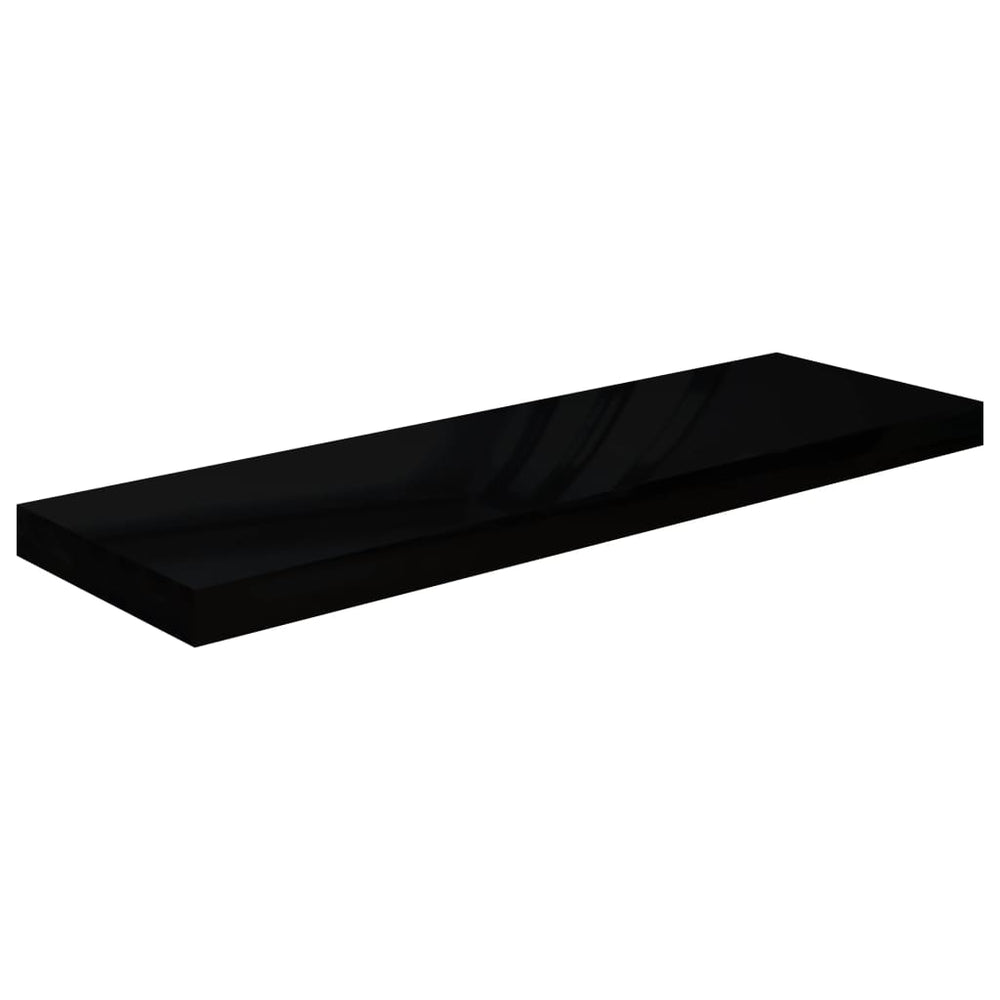 Wandschap zwevend 80x23,5x3,8 cm MDF hoogglans zwart MeubelReus