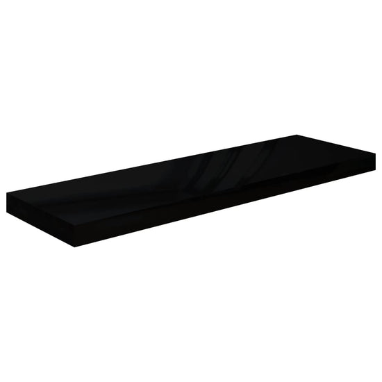 Wandschap zwevend 80x23,5x3,8 cm MDF hoogglans zwart MeubelReus