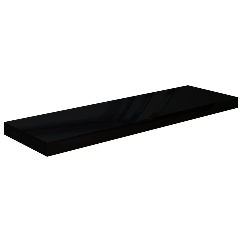 Wandschap zwevend 80x23,5x3,8 cm MDF hoogglans zwart MeubelReus