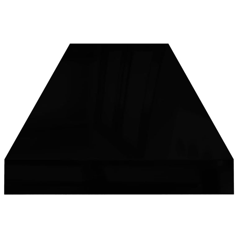 Wandschap zwevend 90x23,5x3,8 cm MDF hoogglans zwart MeubelReus