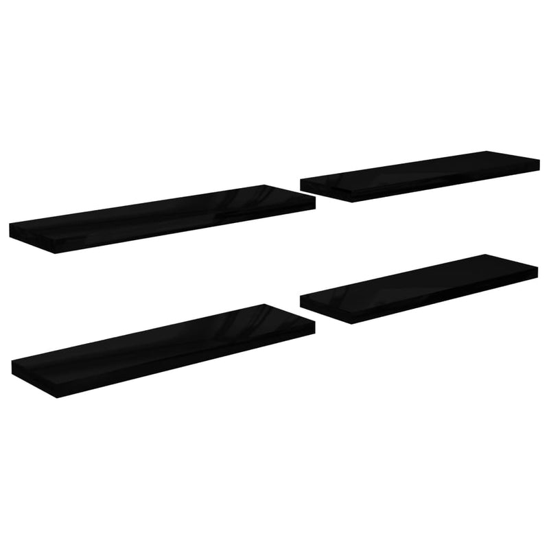 Wandschappen zwevend 4 st 90x23,5x3,8 cm MDF hoogglans zwart MeubelReus