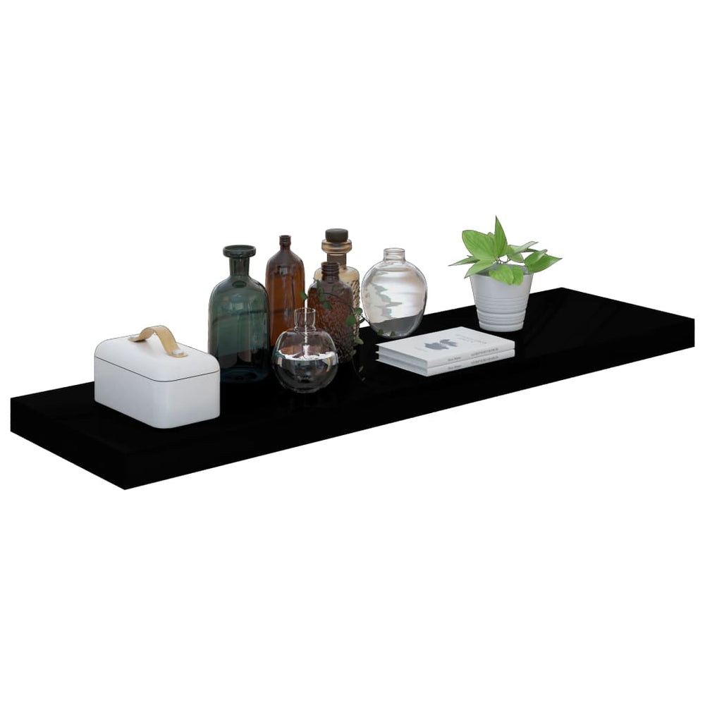 Wandschappen zwevend 4 st 90x23,5x3,8 cm MDF hoogglans zwart MeubelReus
