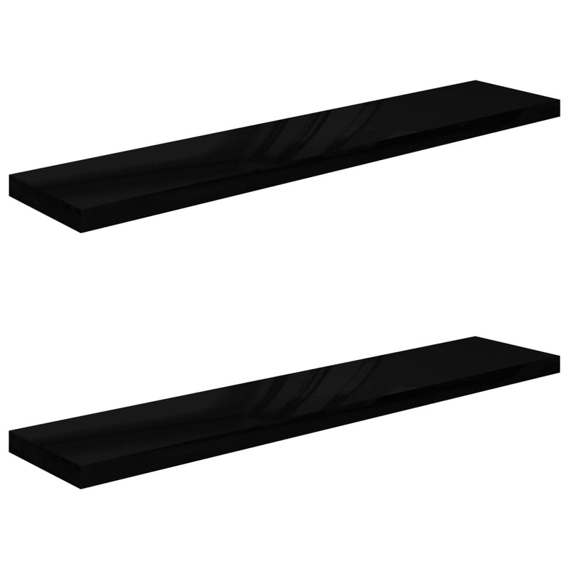 Wandschappen zwevend 2 st 120x23,5x3,8 cm MDF hoogglans zwart MeubelReus