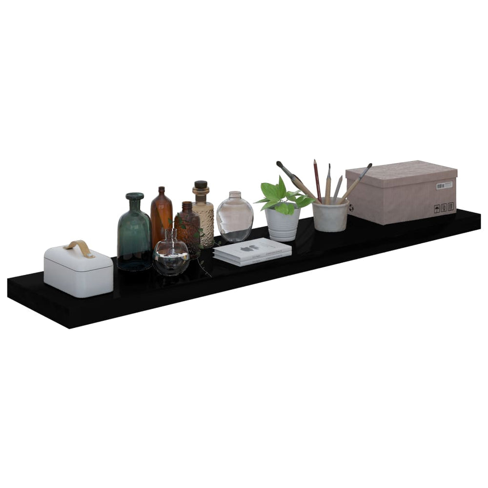 Wandschappen zwevend 2 st 120x23,5x3,8 cm MDF hoogglans zwart MeubelReus