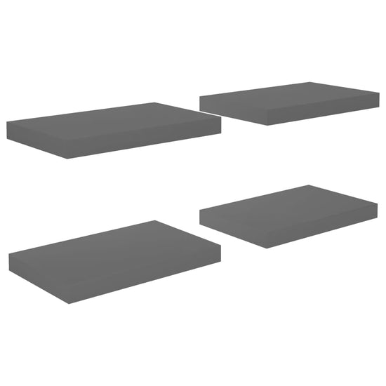 Wandschappen zwevend 4 st 40x23x3,8 cm MDF hoogglans grijs MeubelReus