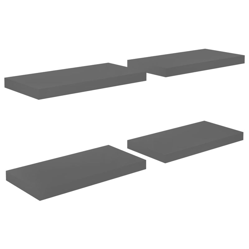 Wandschappen zwevend 4 st 50x23x3,8 cm MDF hoogglans grijs MeubelReus