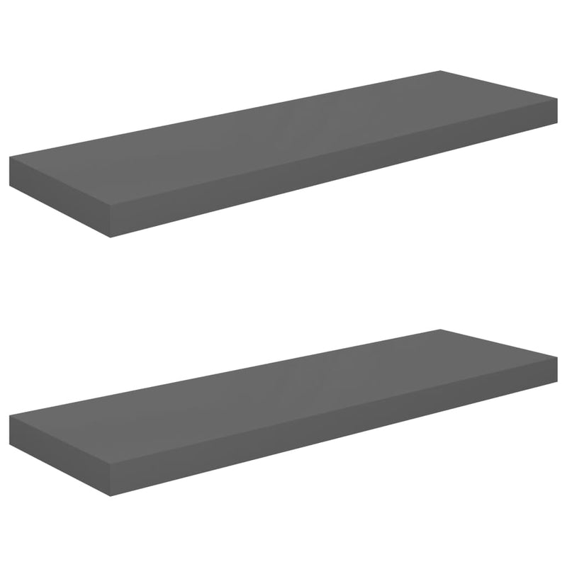 Wandschappen zwevend 2 st 80x23,5x3,8 cm MDF hoogglans grijs MeubelReus