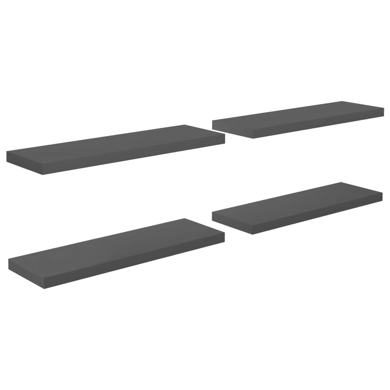Wandschappen zwevend 4 st 80x23,5x3,8 cm MDF hoogglans grijs MeubelReus