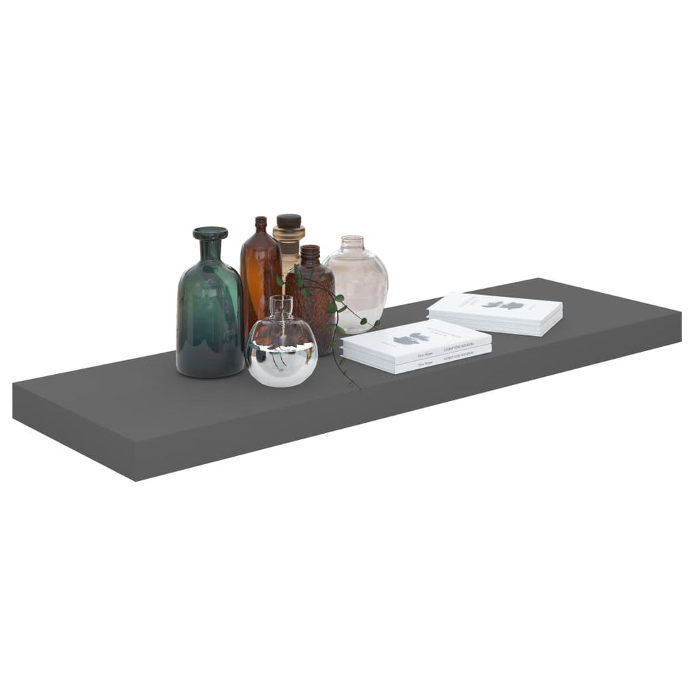 Wandschappen zwevend 4 st 80x23,5x3,8 cm MDF hoogglans grijs MeubelReus