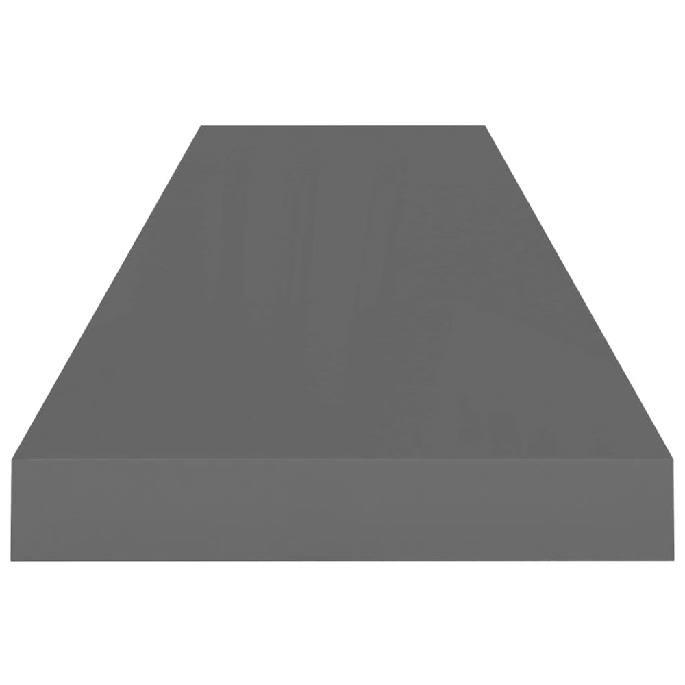 Wandschappen zwevend 2 st 90x23,5x3,8 cm MDF hoogglans grijs MeubelReus