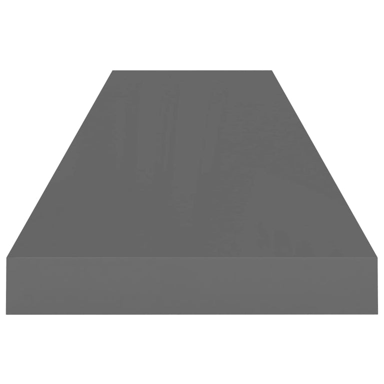 Wandschappen zwevend 2 st 90x23,5x3,8 cm MDF hoogglans grijs MeubelReus