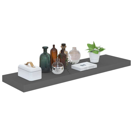 Wandschappen zwevend 4 st 90x23,5x3,8 cm MDF hoogglans grijs MeubelReus