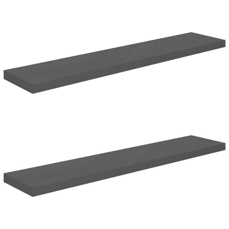Wandschappen zwevend 2 st 120x23,5x3,8 cm MDF hoogglans grijs MeubelReus