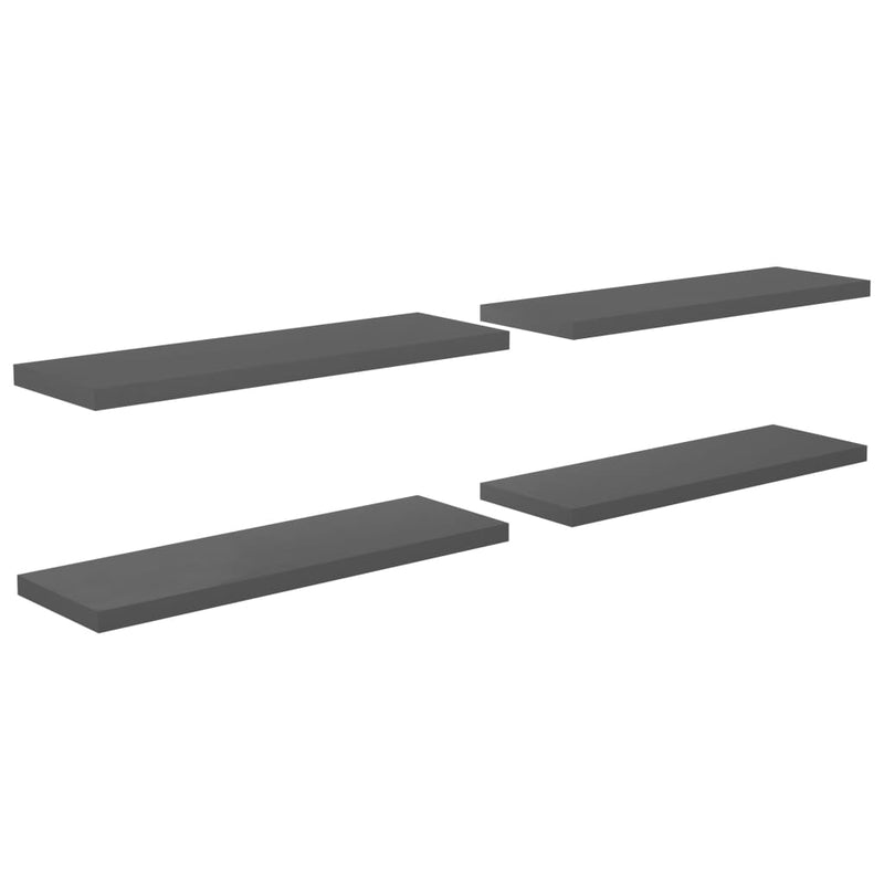Wandschappen zwevend 4 st 120x23,5x3,8 cm MDF hoogglans grijs MeubelReus