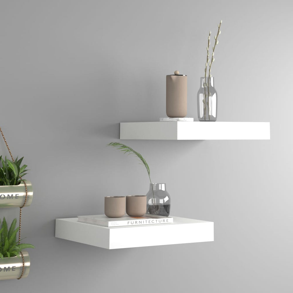 Wandschappen zwevend 2 st 23x23,5x3,8 cm MDF wit MeubelReus