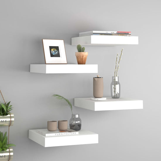 Wandschappen zwevend 4 st 23x23,5x3,8 cm MDF wit MeubelReus