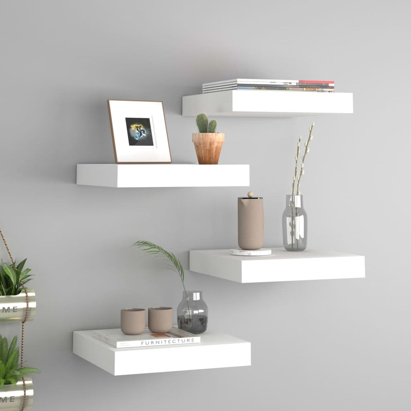 Wandschappen zwevend 4 st 23x23,5x3,8 cm MDF wit MeubelReus