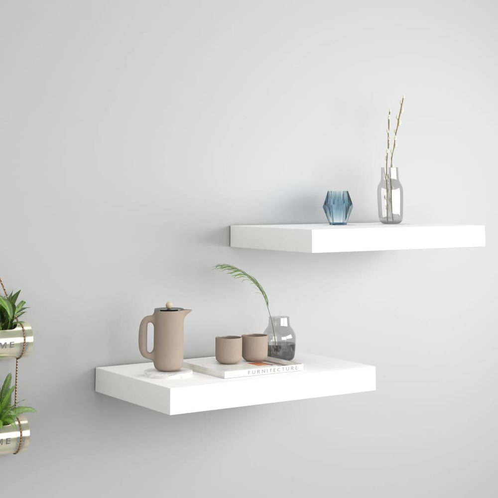 Wandschappen zwevend 2 st 40x23x3,8 cm MDF wit MeubelReus