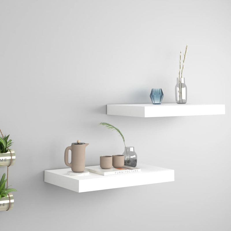 Wandschappen zwevend 2 st 40x23x3,8 cm MDF wit MeubelReus