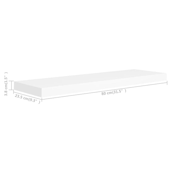 Wandschappen zwevend 2 st 80x23,5x3,8 cm MDF wit MeubelReus