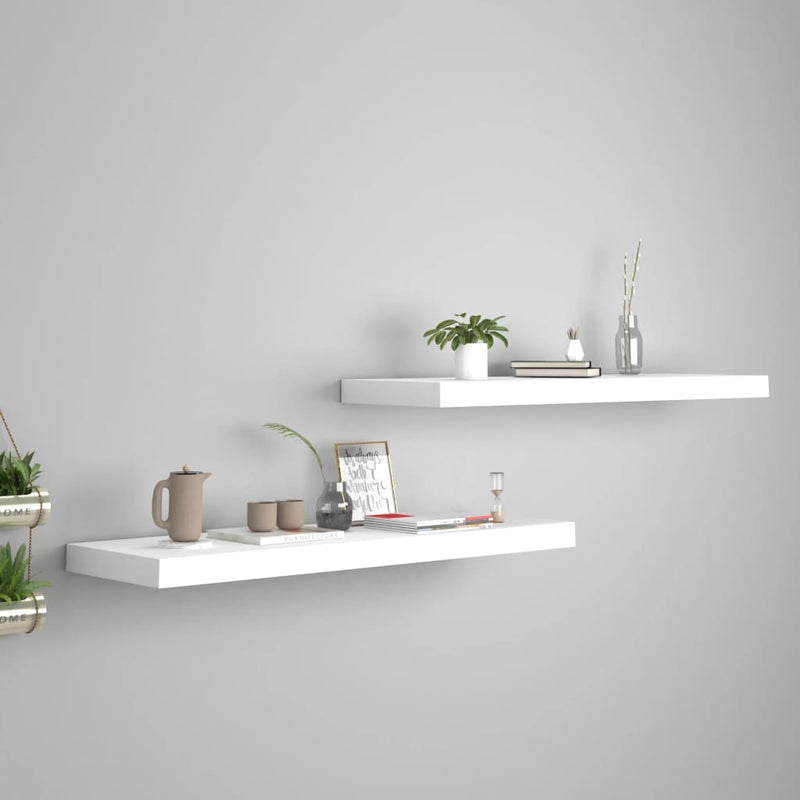 Wandschappen zwevend 2 st 80x23,5x3,8 cm MDF wit MeubelReus
