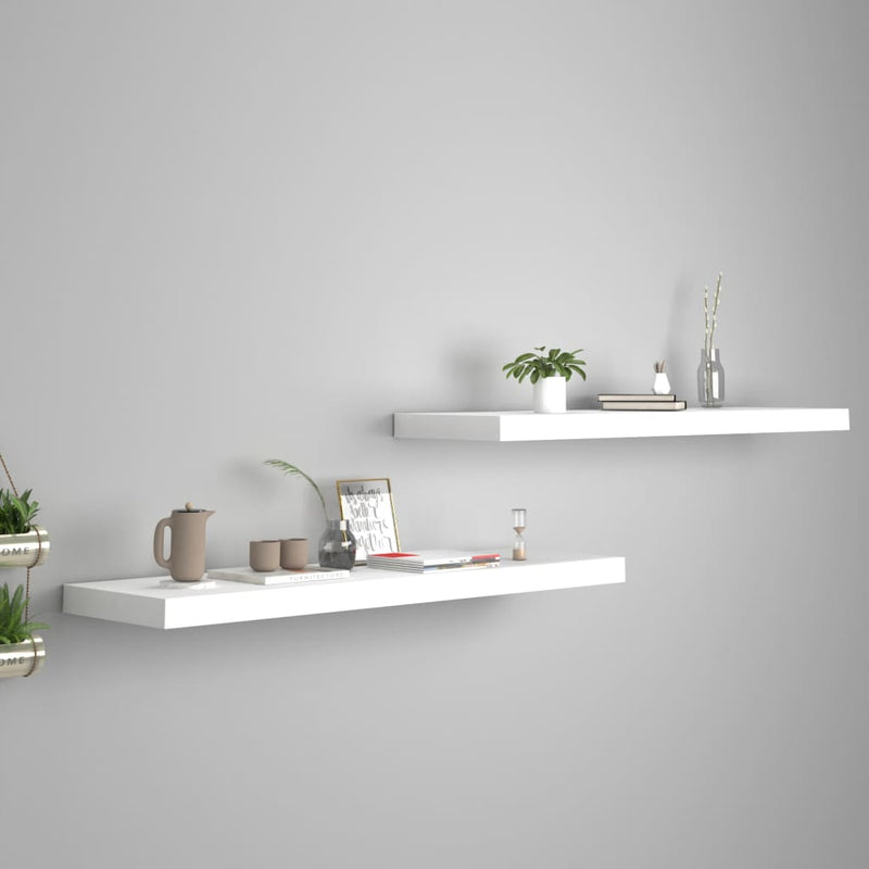 Wandschappen zwevend 2 st 90x23,5x3,8 cm MDF wit MeubelReus