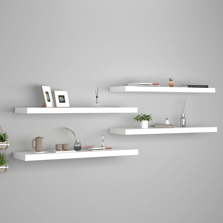 Wandschappen zwevend 4 st 90x23,5x3,8 cm MDF wit MeubelReus