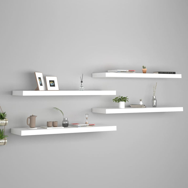 Wandschappen zwevend 4 st 90x23,5x3,8 cm MDF wit MeubelReus