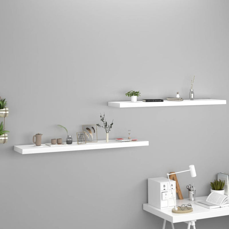 Wandschappen zwevend 2 st 120x23,5x3,8 cm MDF wit MeubelReus